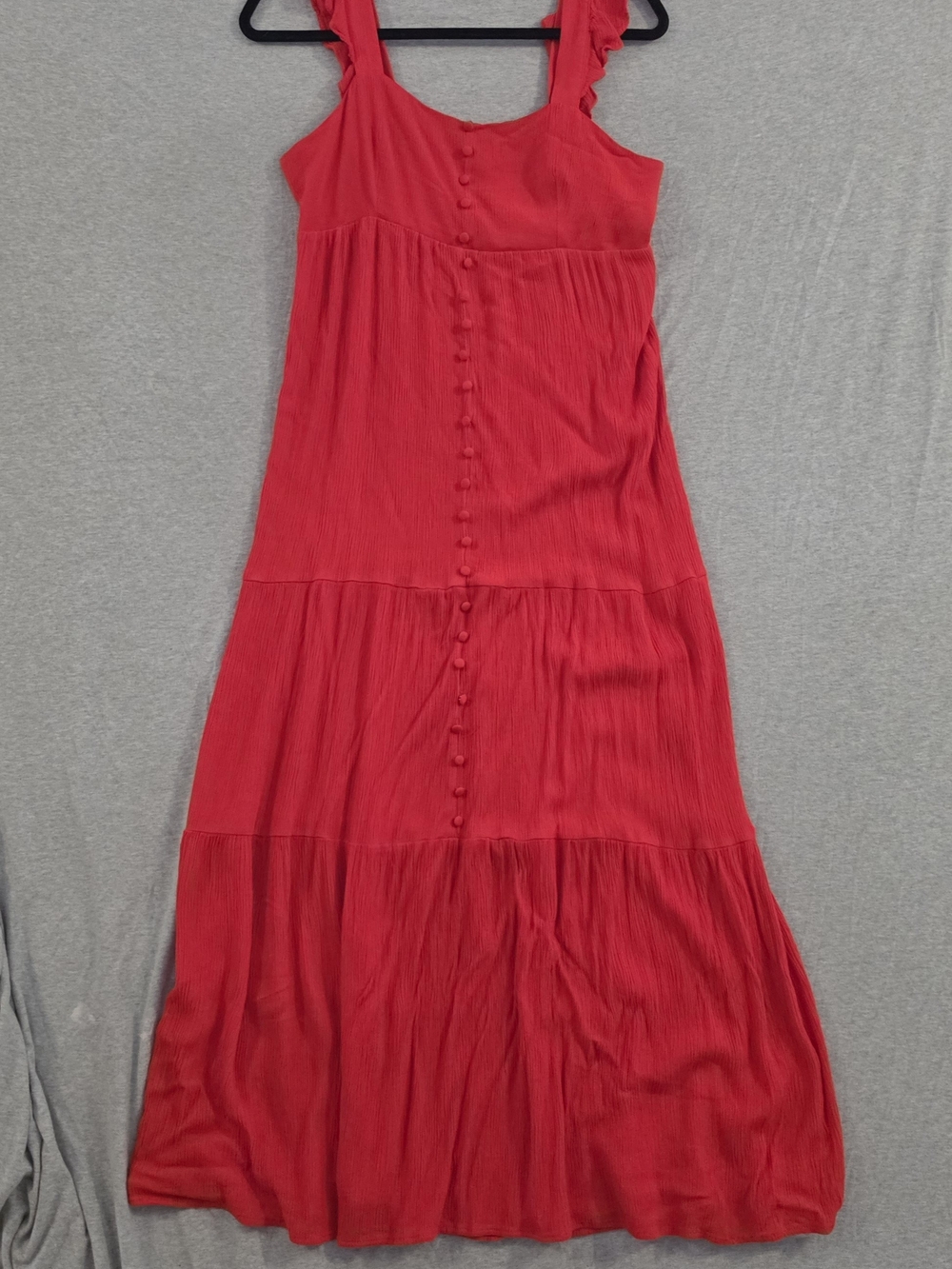 BB Dakota by Steve Madden Vibrant Red/Orange Maxi Dress with Button Front - Picture 6 of 8
